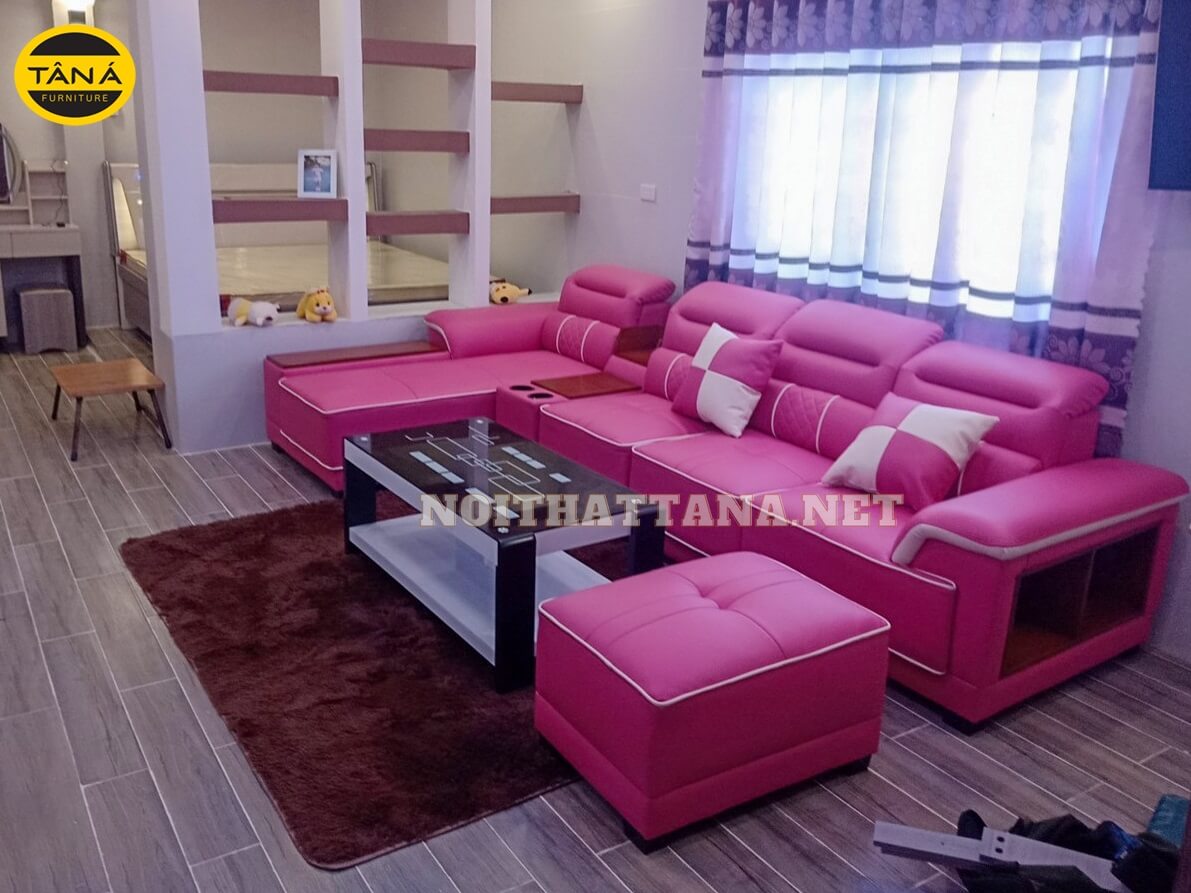 Ghế sofa da giá rẻ Q30 màu hồng