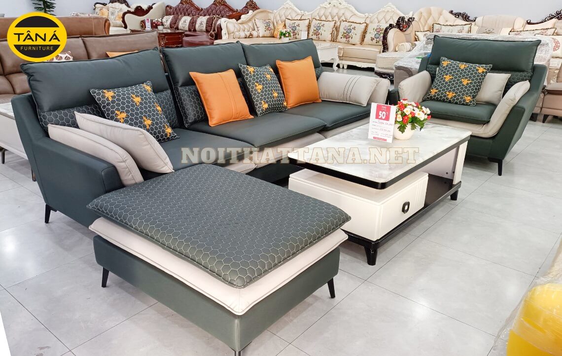 Ghế sofa TA-2183A sử dụng đệm mút cao su thiên nhiên, chống xẹp, độ đàn hồi cao. Ghế sofa băng vải giả da nhập khẩu TA-2183A hiện đại