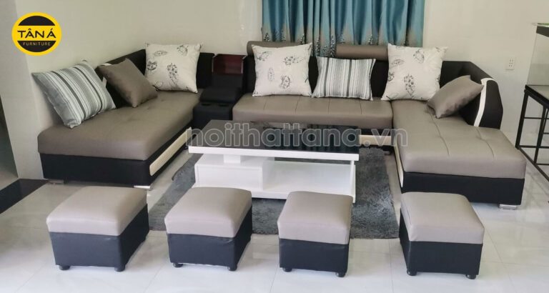 Ghế sofa hình chữ U kích thước rộng rãi phù hợp cho gia đình nhiều thành viên