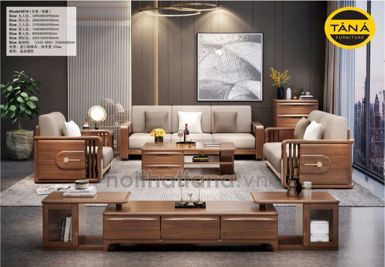 bộ ghế sofa gỗ nguyên khối