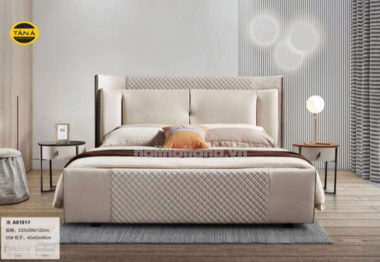Giường gỗ màu trắng không chân được nhiều gia đình yêu thích hiện nay vì chúng thường kết hợp thêm tính năng thông minh tận dụng phần gầm giường để trở thành ngăn đựng đồ, tối ưu diện tích lưu trữ. 