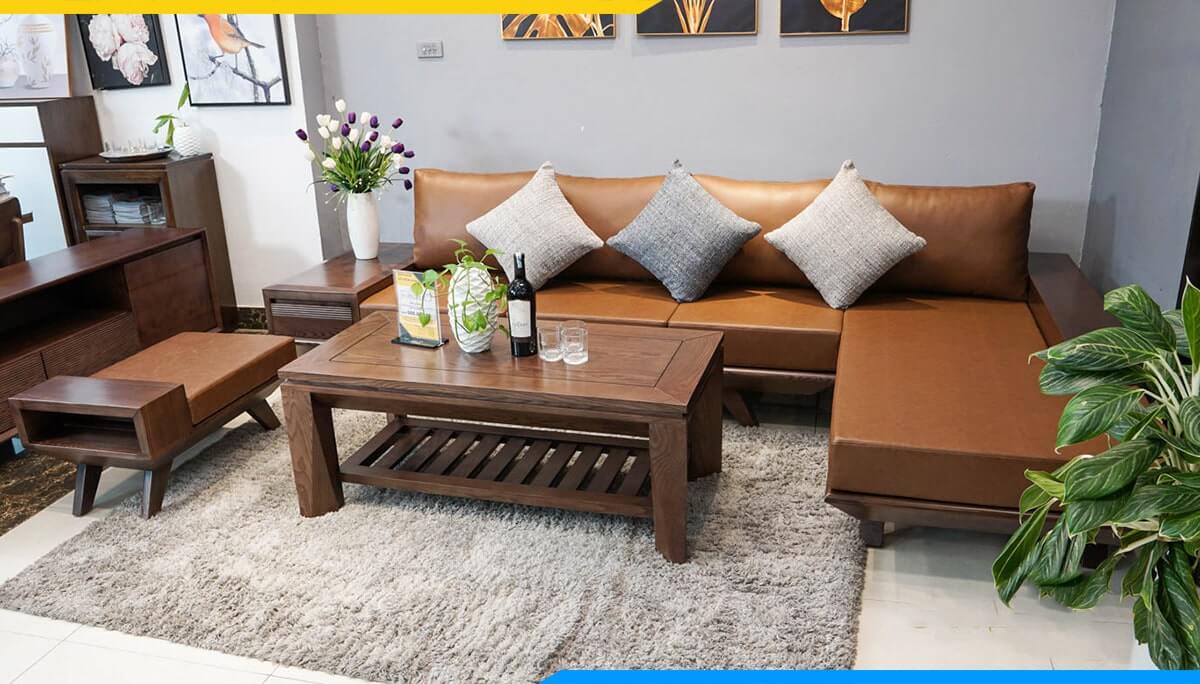 sofa gỗ nguyên khối cao cấp