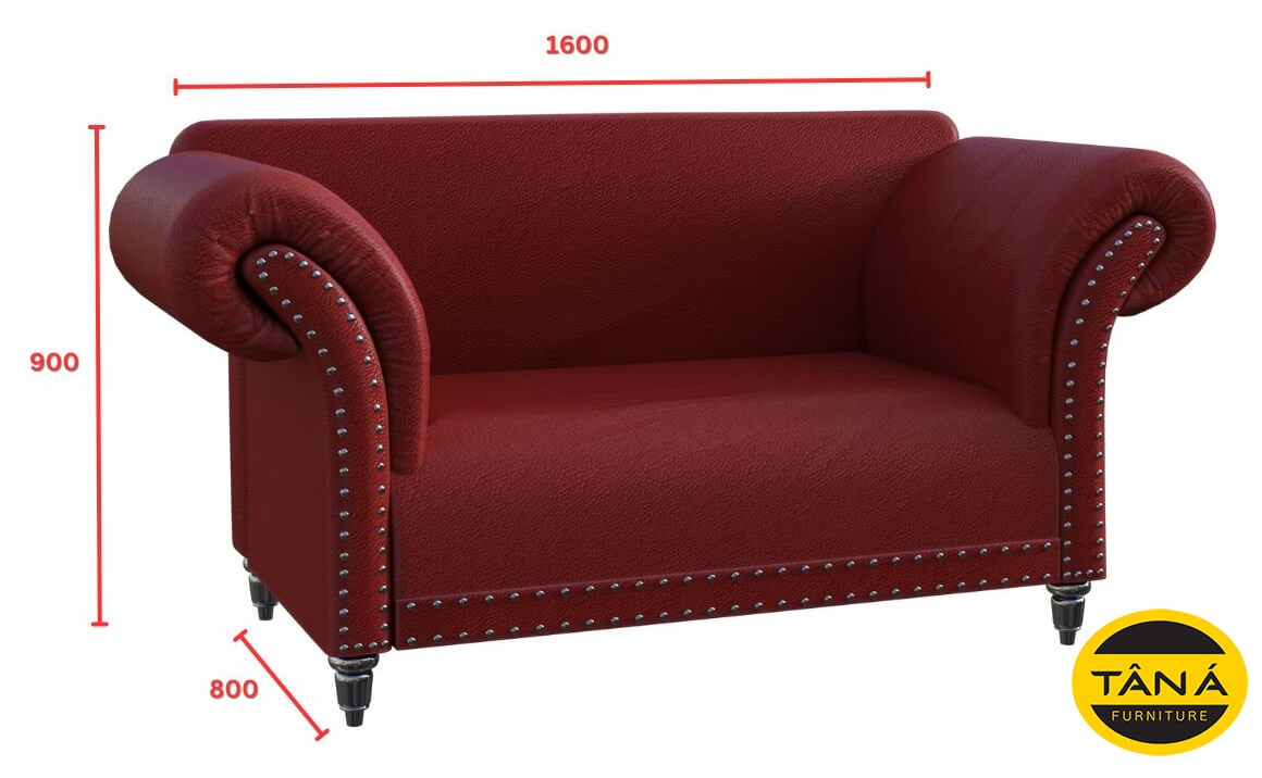 kích thước sofa tân cổ điển băng 2 chỗ