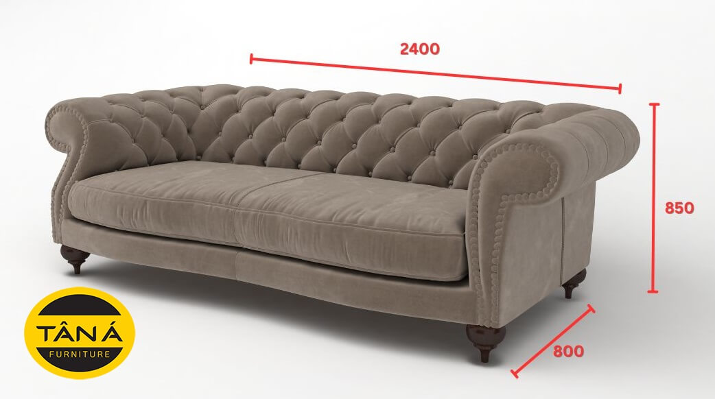 kích thước sofa tân cổ điển băng 3 chỗ