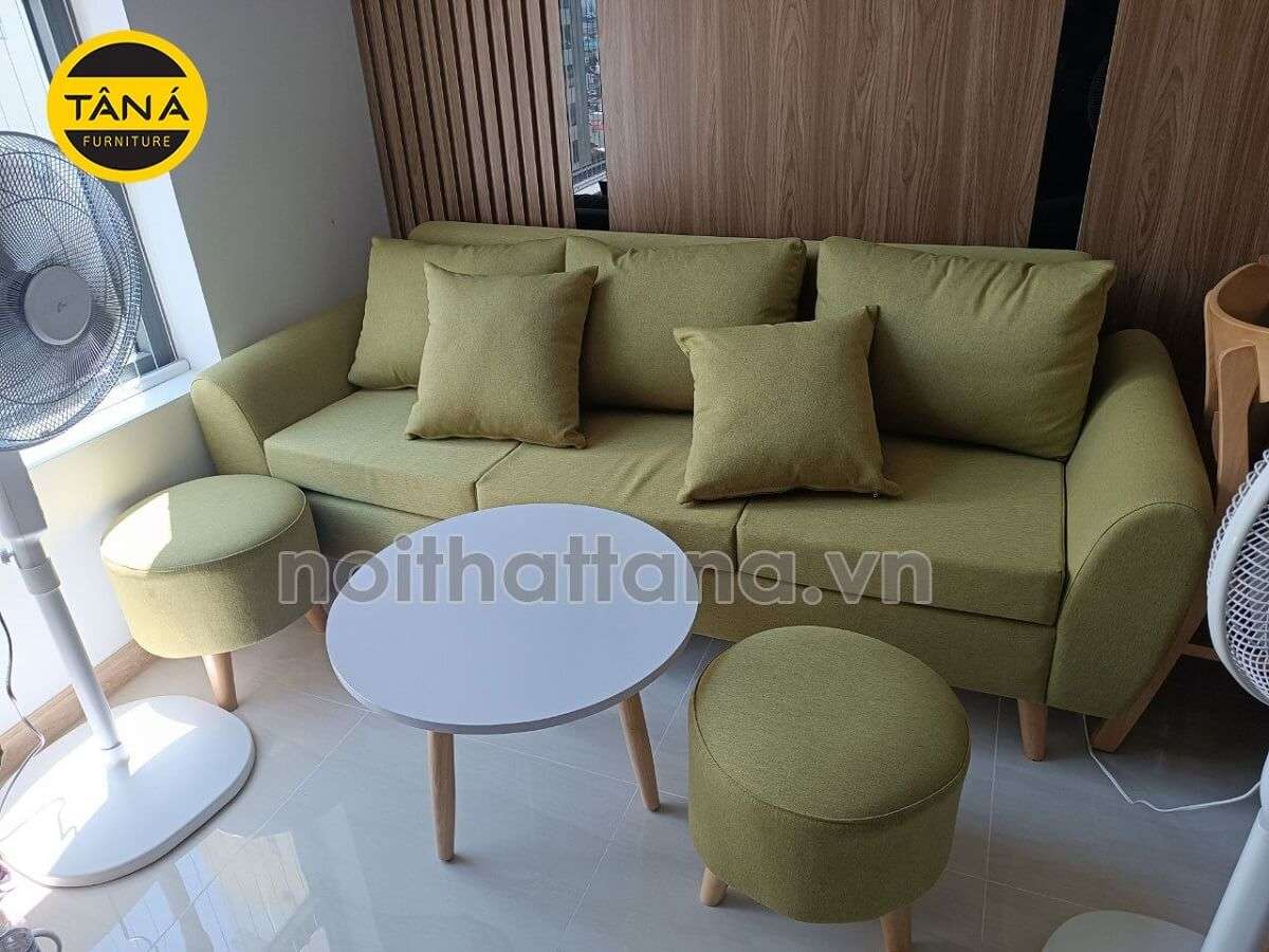 sofa băng chân gỗ