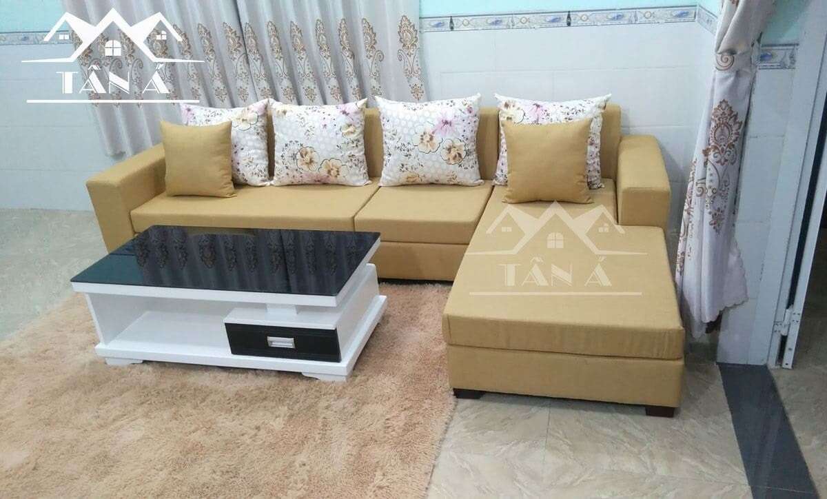 sofa chân gỗ bọc vải