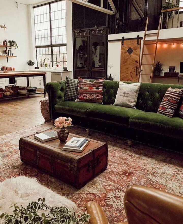 sofa xanh la vintage