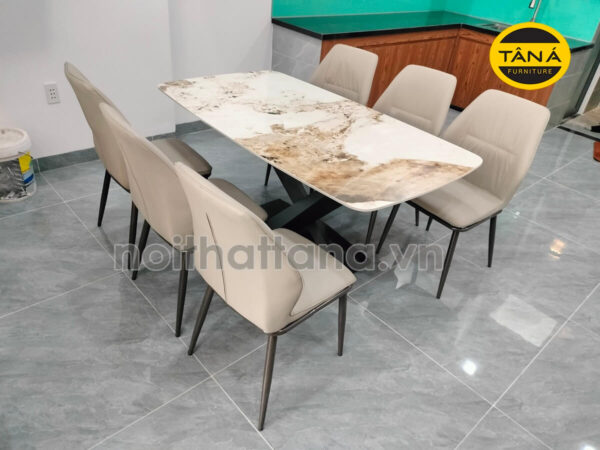 Bộ bàn ăn mặt đá ceramic 6 ghế BA160 tân á