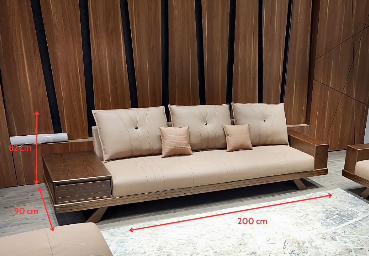 kích thước sofa gỗ băng 3 chỗ