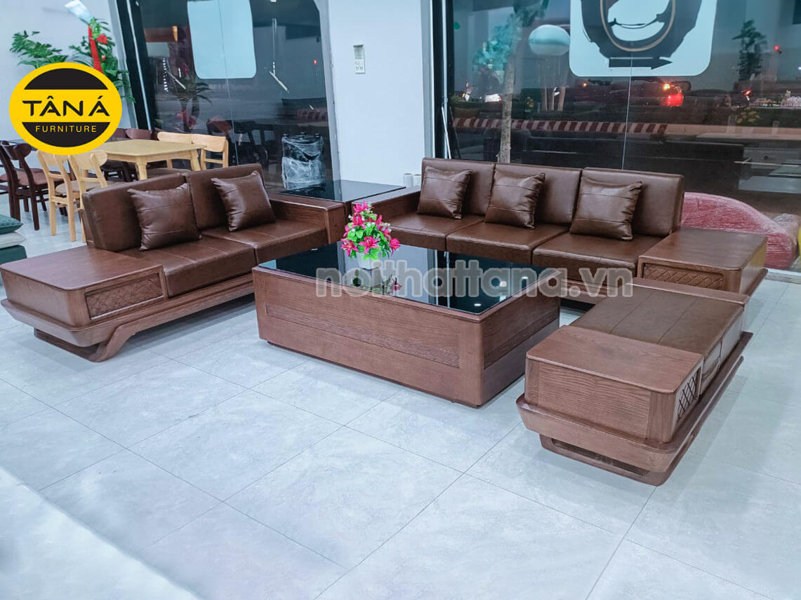 mẫu ghế sofa gỗ đẹp cho phòng khách rộng