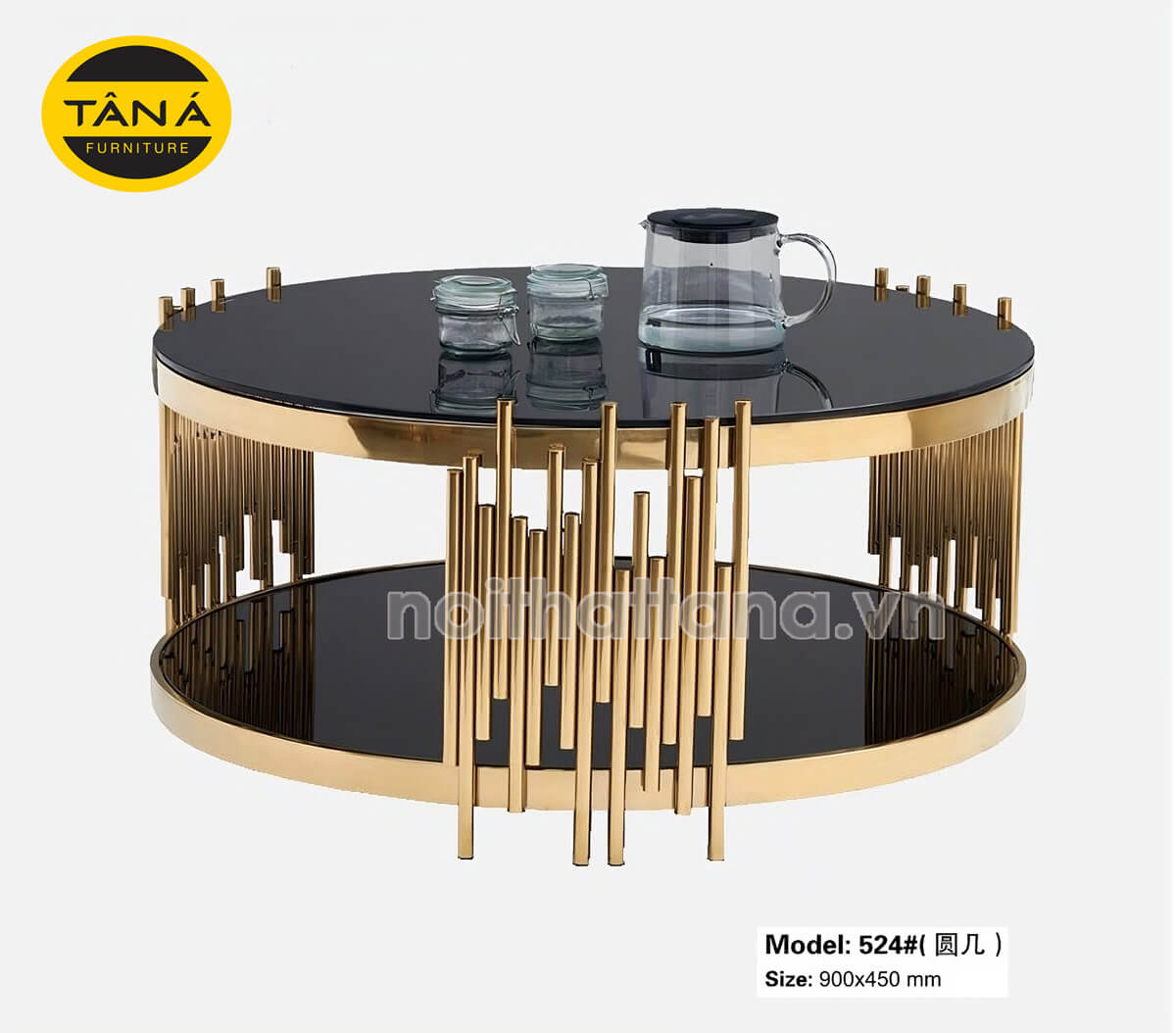 Bàn Trà Mặt Kính Cường Lực Nhập Khẩu BT-524 1 ban tra sofa mat kinh chan inox nhap khau BT 524