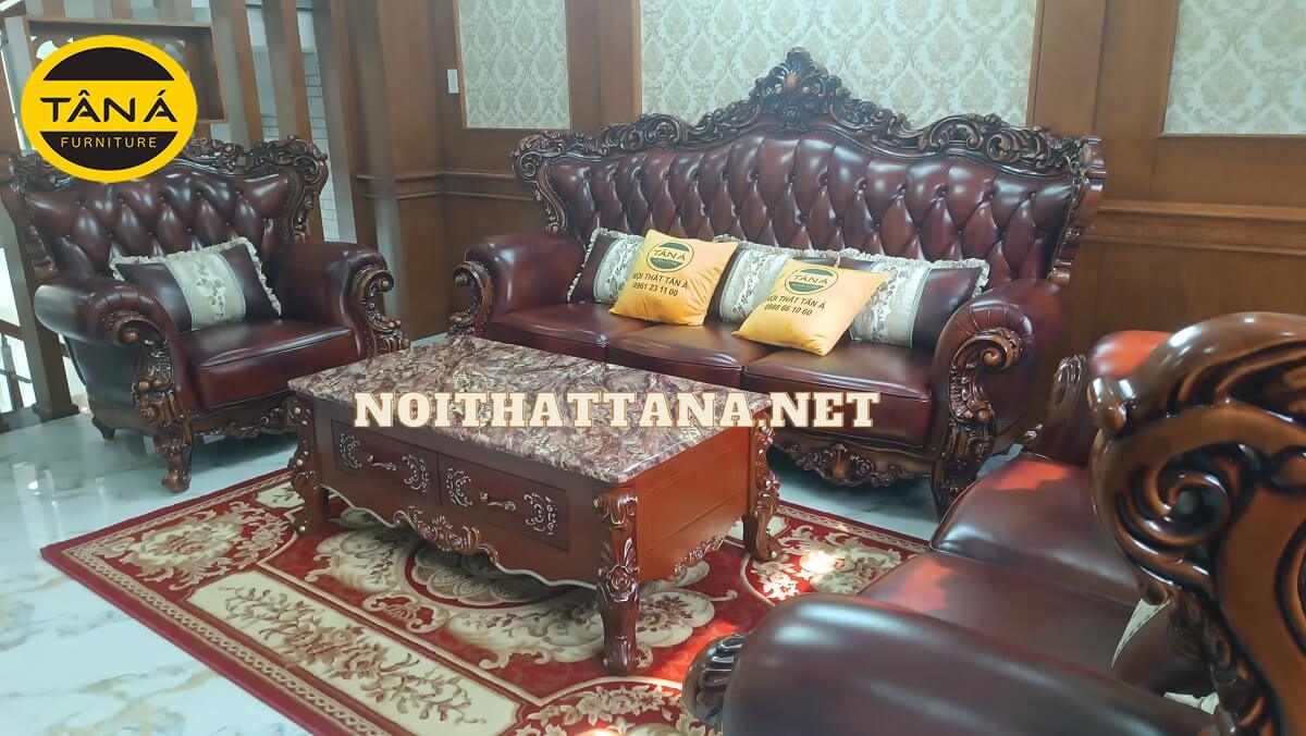 sofa da bò ý tân cổ điển