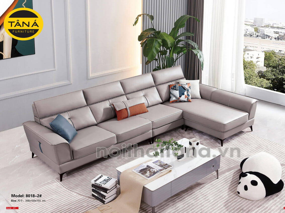 Sofa vải giả da góc L hiện đại TA-8018-2