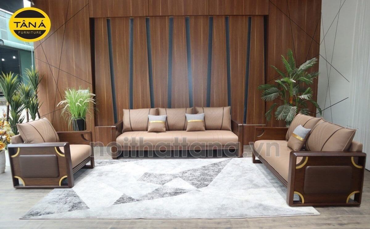 sofa gỗ bọc da tphcm