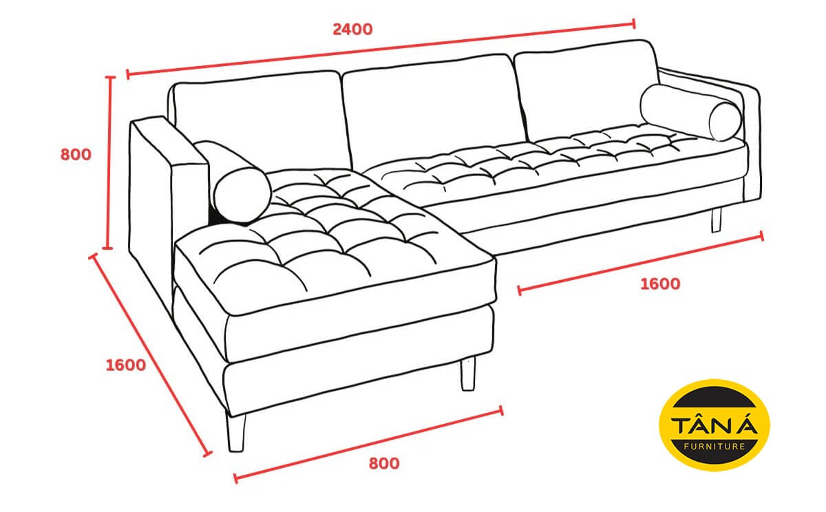 kích thước sofa góc 3 chỗ