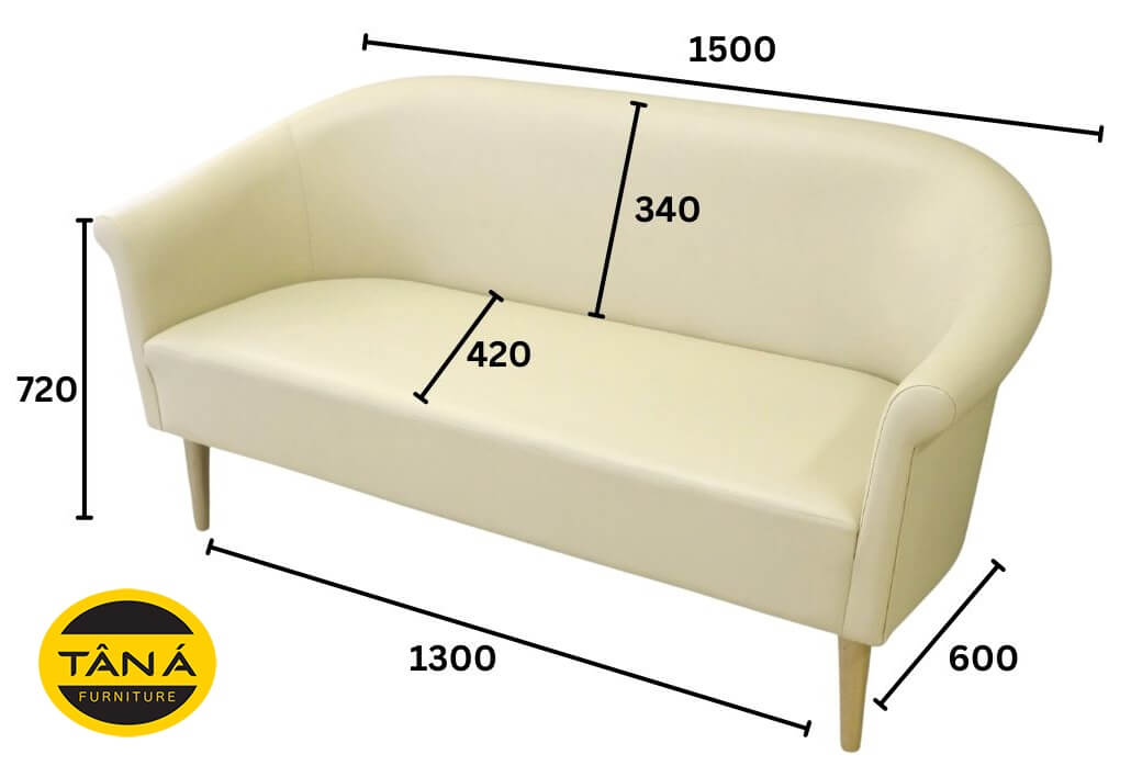 kích thước sofa văng 2 chỗ 1m5