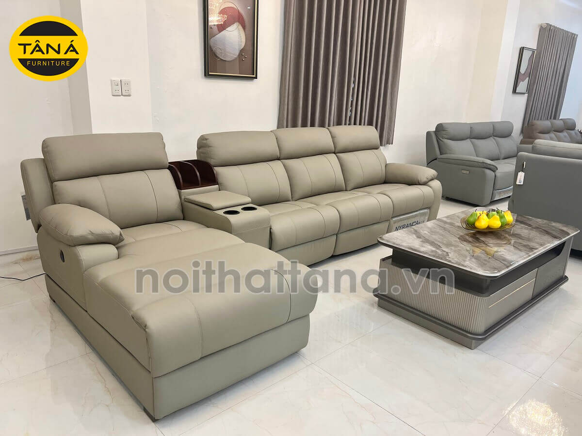 mua bộ ghế sofa 4 chỗ thông minh có chỉnh điện bọc da bò thật nhập khẩu đài loan