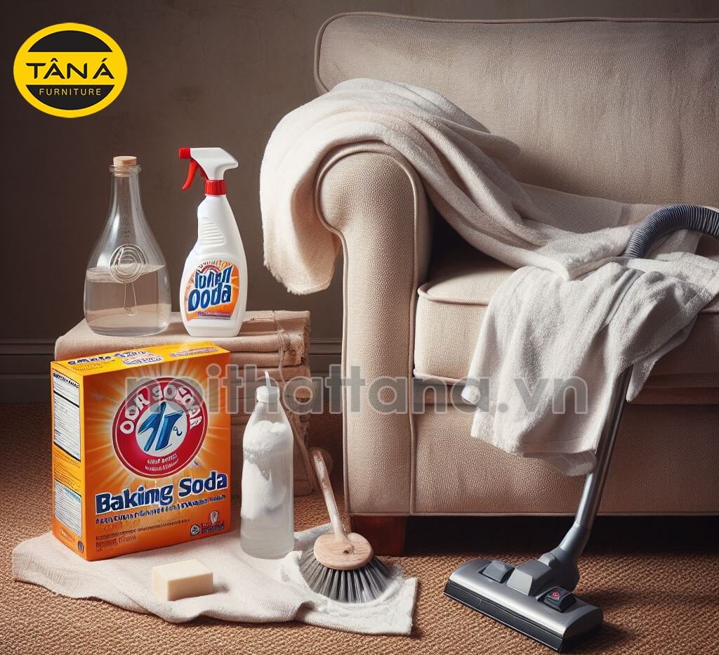 vệ sinh ghế sofa nỉ với baking soda