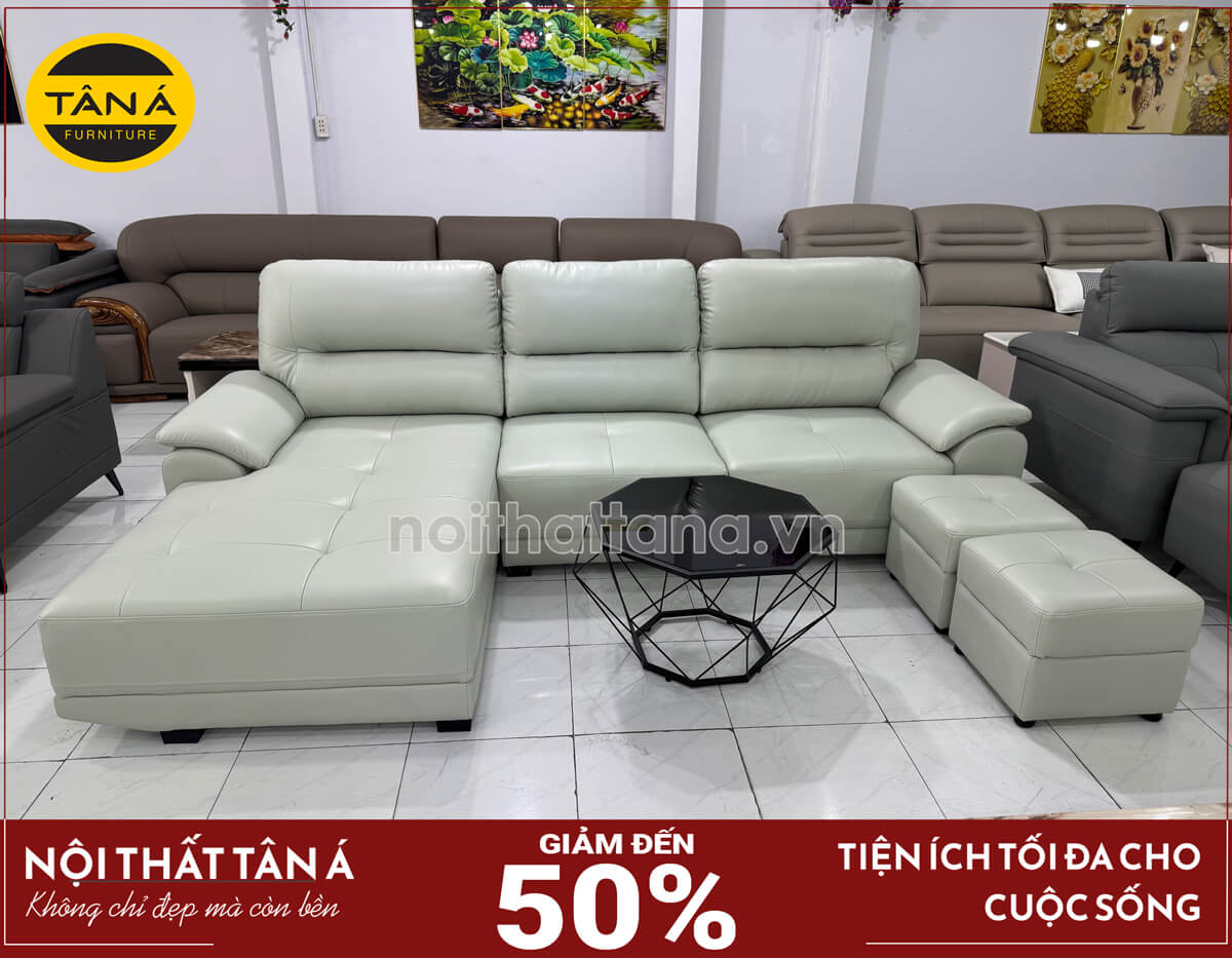 Sofa Da Chống Mực Góc Chữ L Cho Chung Cư Hiện Đại DACM812