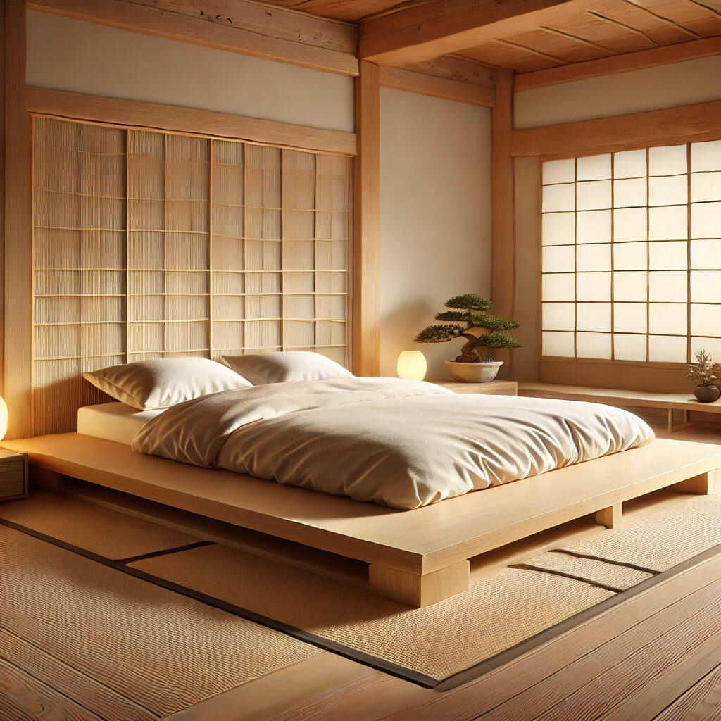 Giường Ngủ Phong Cách Nhật Bản, giường bệt platform bed không chân - chân thấp