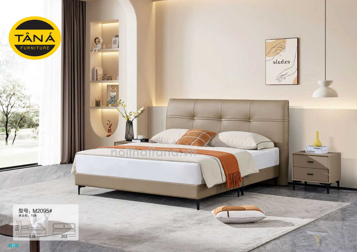mau giuong ngu boc da 1m8x2m hien dai nhap khau dai loan tp m2095