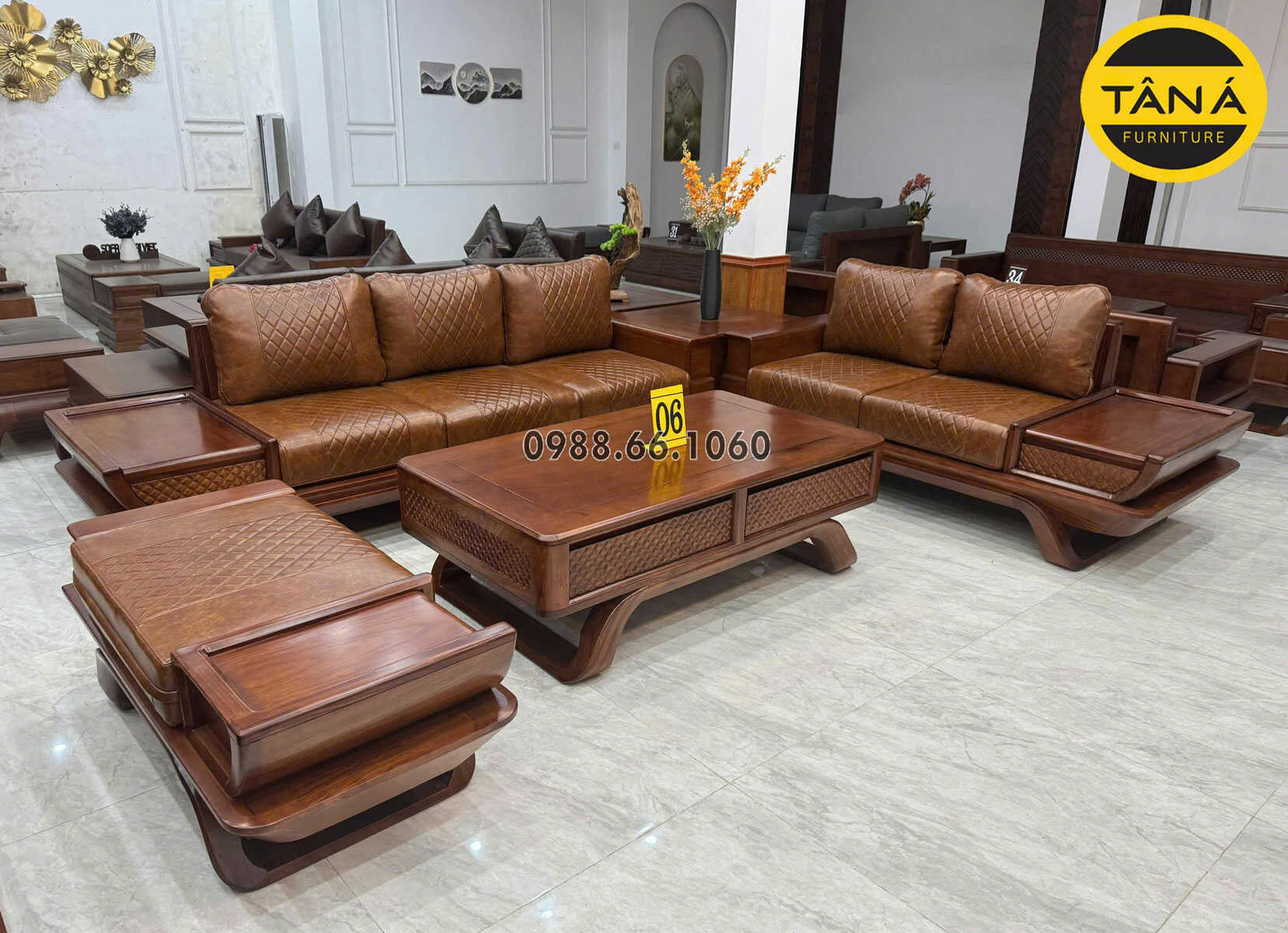 Sofa Băng Da Hàn Quốc Gỗ Hương TA-GH72 Cao Cấp