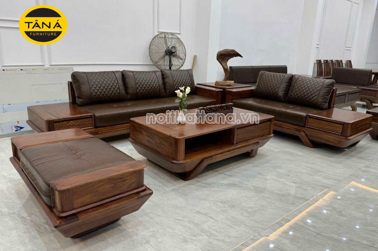 Sofa Băng Gỗ Hương Da Hàn Quốc Cao Cấp TA-GH73