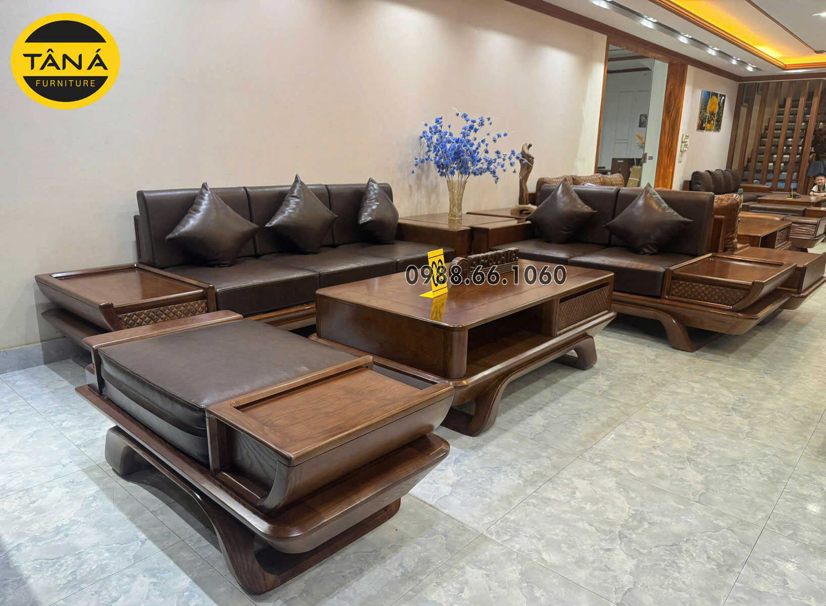 Sofa Băng Da Hàn Quốc Gỗ Sồi TA-GS28 Hiện Đại, Sang Trọng