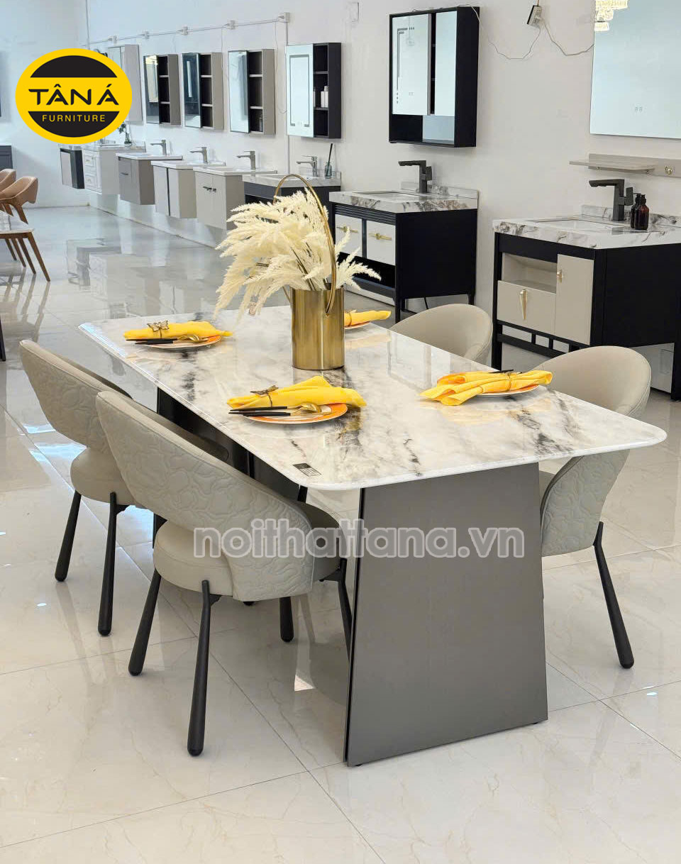 Bàn Ăn Mặt Đá Tự Nhiên – Đỉnh Cao Sang Trọng Trong Không Gian Sống Hiện Đại 1 Bàn Ăn Mặt Đá Tự Nhiên