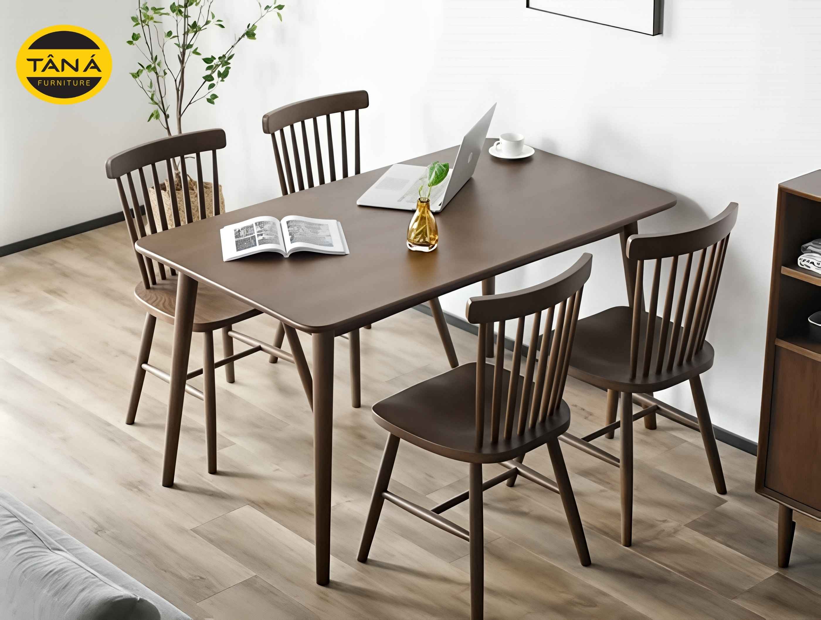 Bàn Ăn Gỗ Sồi Chân Tròn – Vẻ Đẹp Tinh Tế Cho Không Gian Sống Hiện Đại 1 Bàn Ăn Gỗ Sồi Chân Tròn