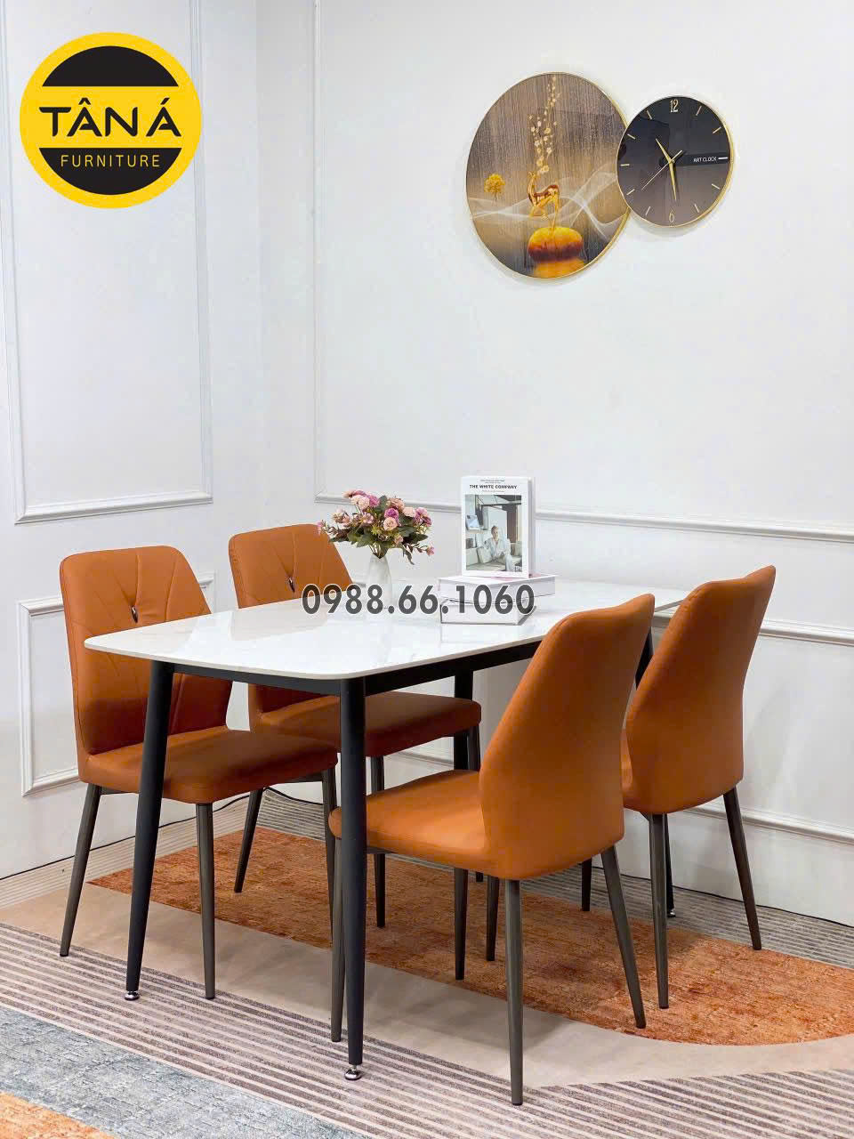 Bộ Bàn Ăn Mặt Đá Ceramic BA259 Hiện Đại Sang Trọng Cho Chung Cư 2 Bộ Bàn Ăn Mặt Đá Ceramic BA259