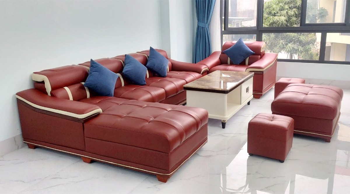 Sofa Da Đỏ – Điểm Nhấn Cá Tính Cho Không Gian Phòng Khách 3 Sofa da đỏ cho căn hộ chung cư