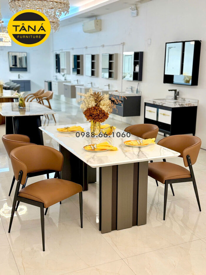 Top 20+ Mẫu Bàn Ăn Mặt Đá Cao Cấp Hot Nhất 2026 5 bàn ăn mặt đá chân inox
