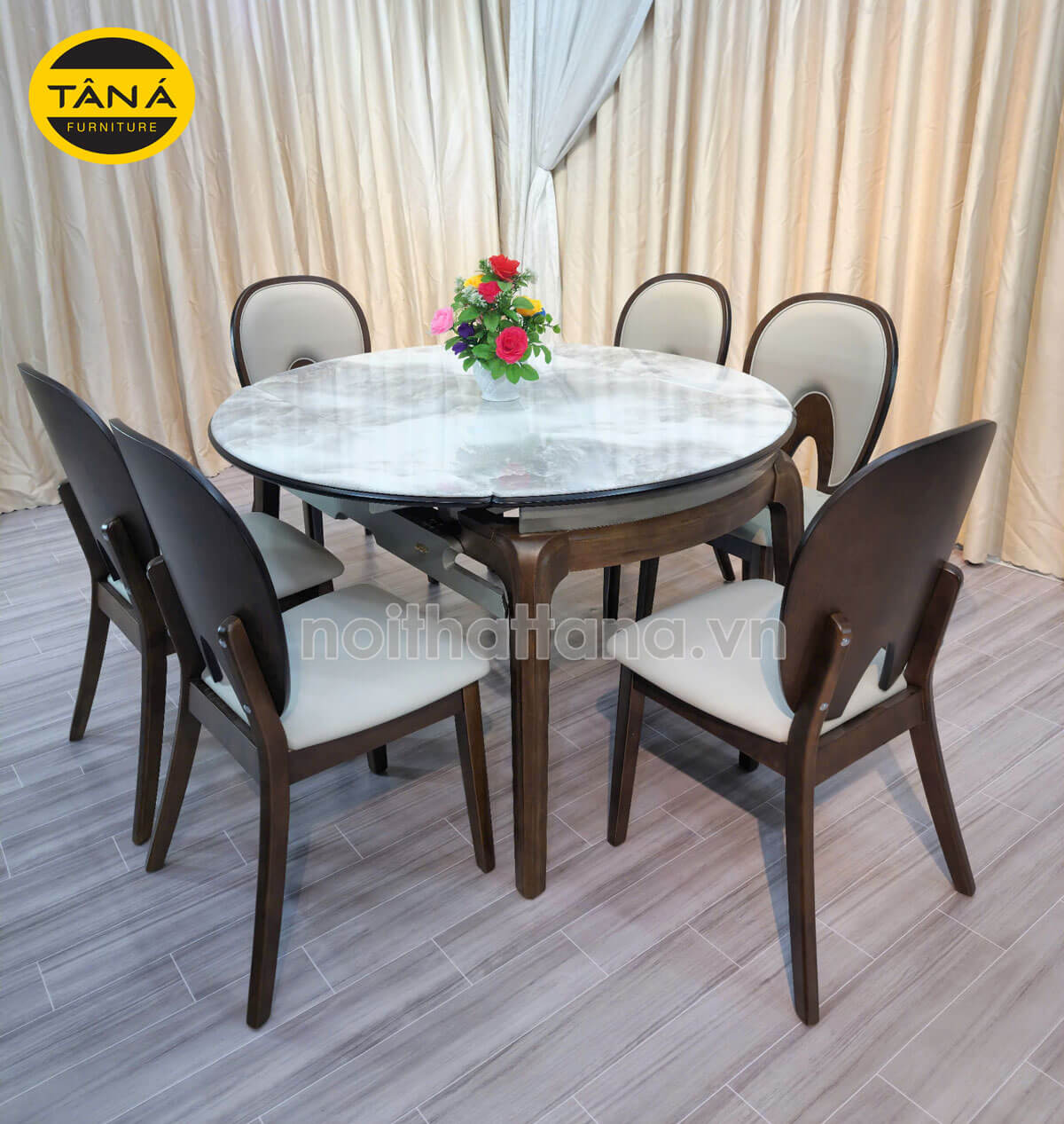 30+ Mẫu Bàn Ăn Tròn Bằng Gỗ Tự Nhiên 6 Ghế Cao Cấp - Giá Tốt 2026 1 Bàn Ăn Tròn Bằng Gỗ