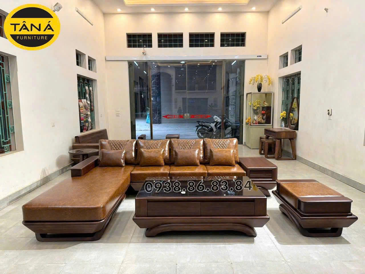 Sofa gỗ hương xám da cao cấp GH98 cao cấp 1 gh98
