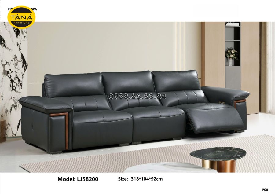 SOFA BĂNG CHỈNH ĐIỆN BỌC DA BÒ NHẬP KHẨU TP-LJ58200 1 lj58200