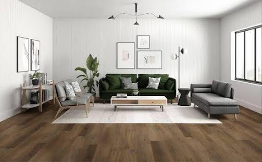 Cách phối màu ghế Sofa và sàn gỗ tự nhiên chuẩn gu thẩm mỹ 3 Sàn gỗ tông trầm kết hợp thảm sáng màu