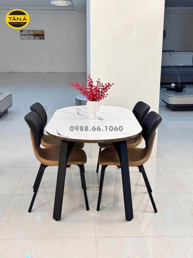 Bộ Bàn Ăn 1,6M 6 Ghế Mặt Đá Tự Nhiên Nhập Khẩu AT-T136 5 at t136 1