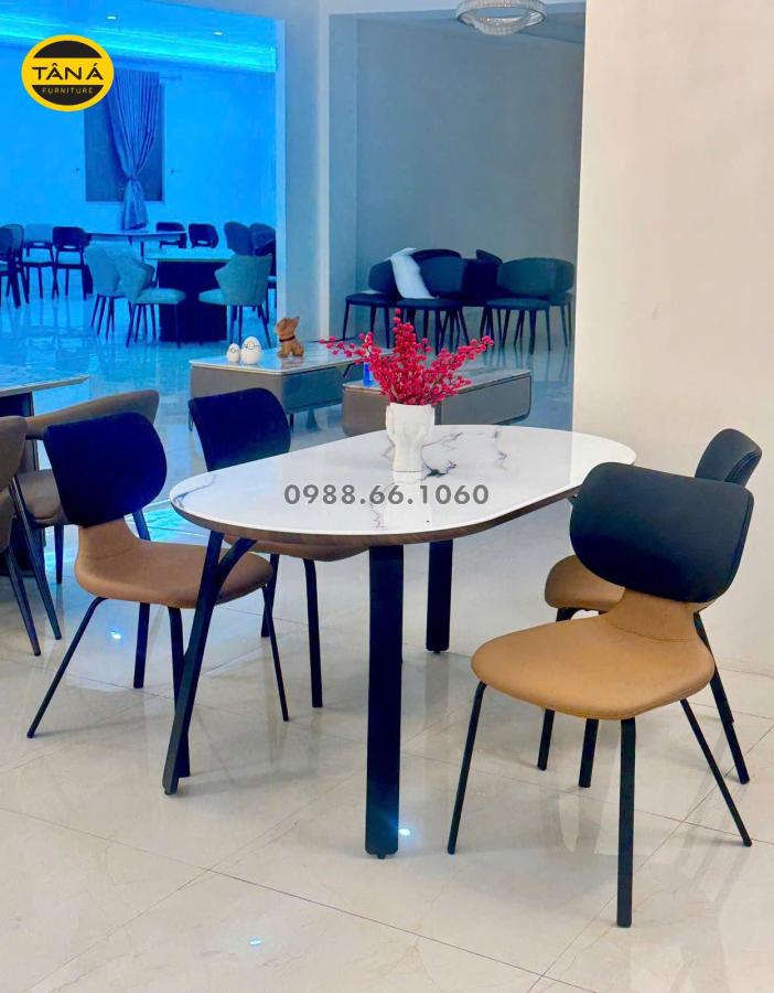 Bộ Bàn Ăn 1,6M 6 Ghế Mặt Đá Tự Nhiên Nhập Khẩu AT-T136 4 at t136 2