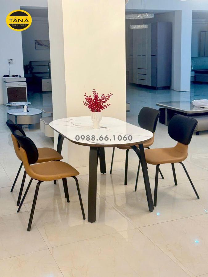 Bộ Bàn Ăn 1,6M 6 Ghế Mặt Đá Tự Nhiên Nhập Khẩu AT-T136 3 at t136 3