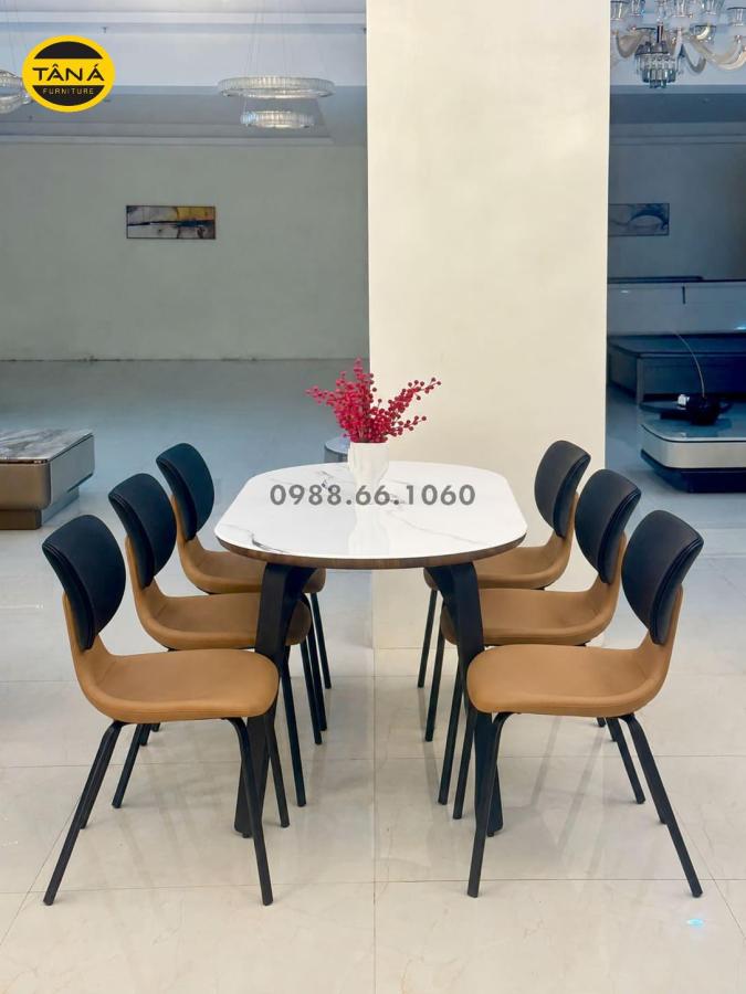 Bộ Bàn Ăn 1,6M 6 Ghế Mặt Đá Tự Nhiên Nhập Khẩu AT-T136 1 at t136 5