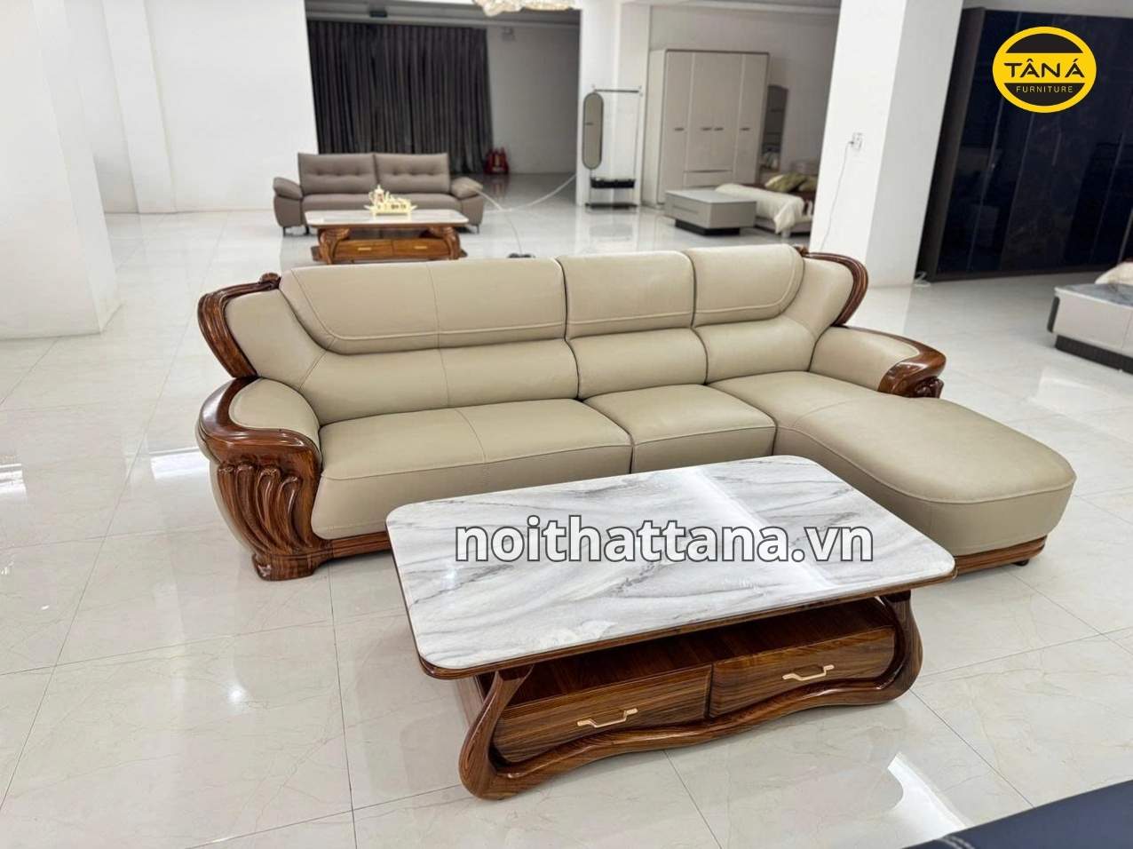 SOFA DA BÒ GỖ MUN AT-H66 NHẬP KHẨU 2 sofa go mun at h66 1