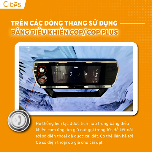 Thang máy gia đình cần có những tính năng an toàn nào? 2 Hệ thống liên lạc khẩn cấp trên thang máy Cibes.